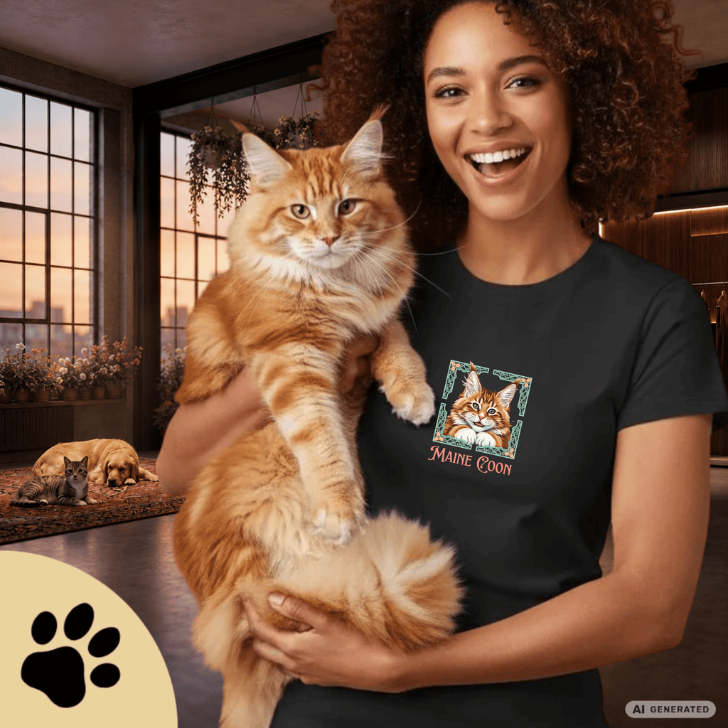 Maine Coon Katzen T-Shirt Damen | Cat Lover Shirt | Geschenk für Katzenliebhaber | Maine Coon Cat Shirt - Sunbeamstore