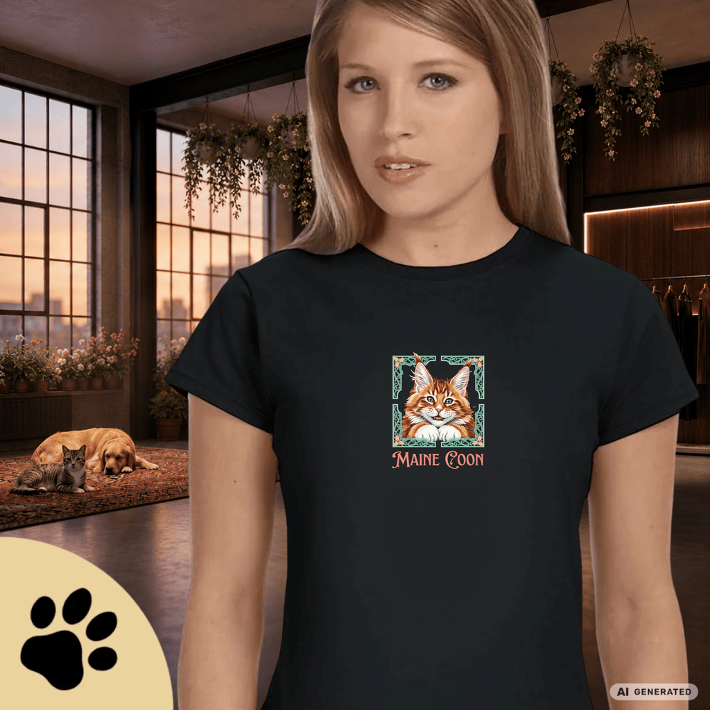 Maine Coon Katzen T-Shirt Damen | Cat Lover Shirt | Geschenk für Katzenliebhaber | Maine Coon Cat Shirt - Sunbeamstore
