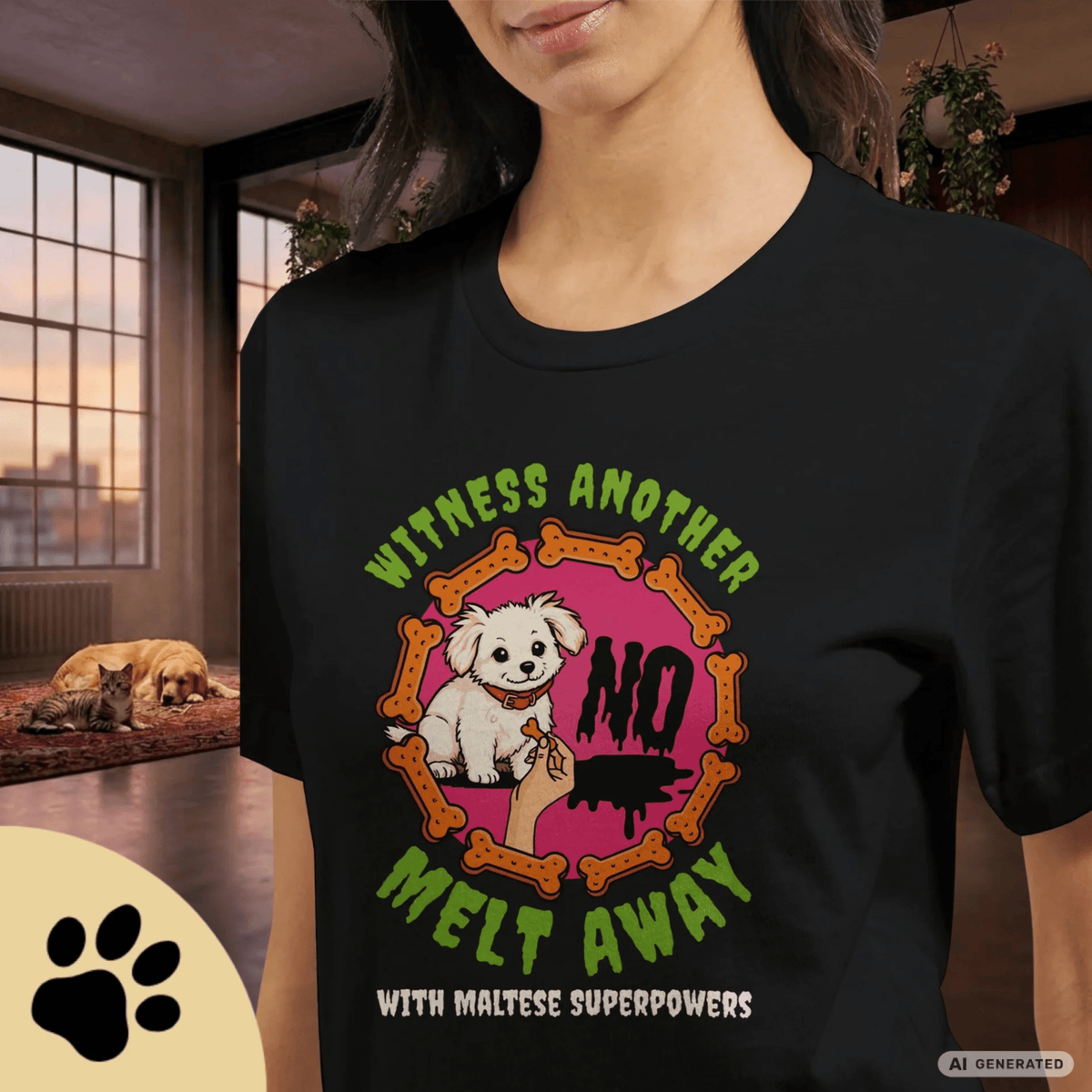 Malteser Hund T-Shirt – Lustiges Hundeshirt „Melt Away“ | Süßes Dog Lover Shirt UnisexPremium Unisex Crewneck T-shirt | Bella + Canvas 3001 - Sunbeamstore