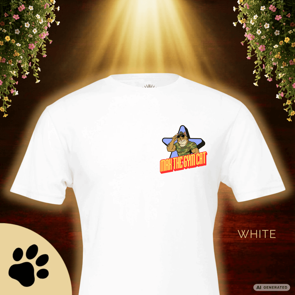Max the Gym Cat I – Lustiges Katzen Fitness T-Shirt I Comic Katzen Shirt mit Rückenprint für Gym-Fans und Katzenliebhaber - Premium Unisex Crewneck T-shirt | Bella + Canvas 3001 - Sunbeamstore