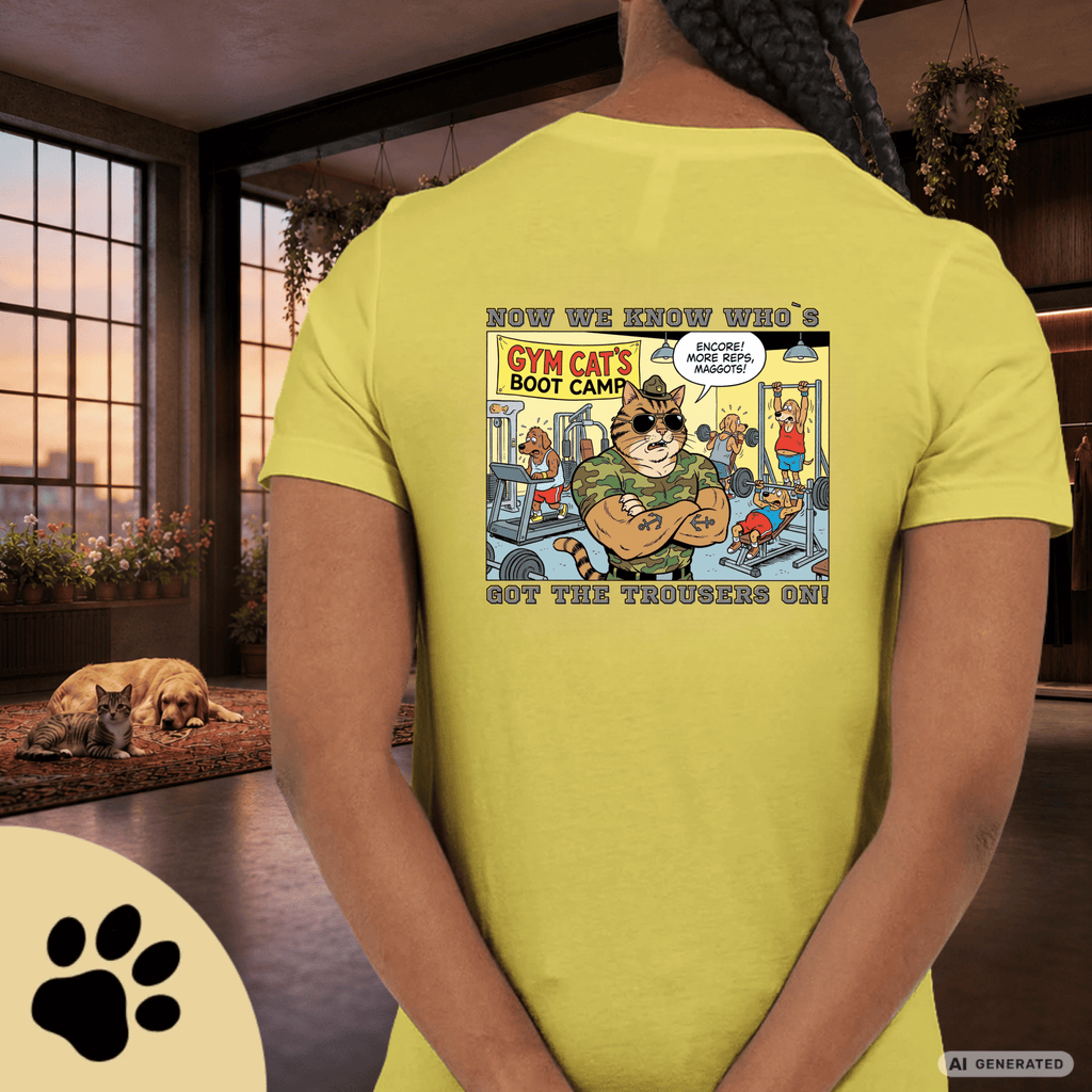 Max the Gym Cat I – Lustiges Katzen Fitness T-Shirt I Comic Katzen Shirt mit Rückenprint für Gym-Fans und Katzenliebhaber - Premium Unisex Crewneck T-shirt | Bella + Canvas 3001 - Sunbeamstore