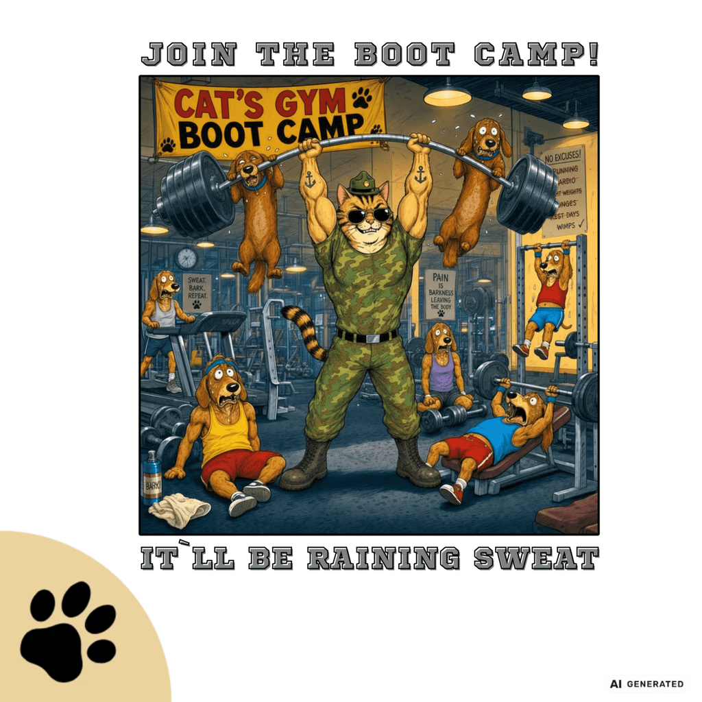 Max The Gym Cat T-Shirt II – Join the Boot Camp | Lustiges Fitness Katzen Shirt mit Rückenprint für Gym Fans & Katzenliebhaber Premium Unisex Crewneck T-shirt | Bella + Canvas 3001 - Sunbeamstore