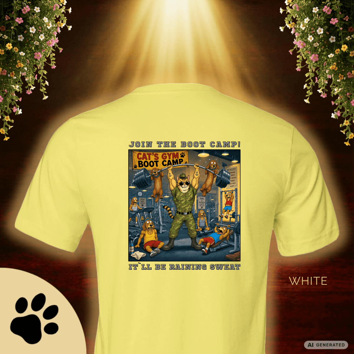 Max The Gym Cat T-Shirt II – Join the Boot Camp | Lustiges Fitness Katzen Shirt mit Rückenprint für Gym Fans & Katzenliebhaber Premium Unisex Crewneck T-shirt | Bella + Canvas 3001 - Sunbeamstore