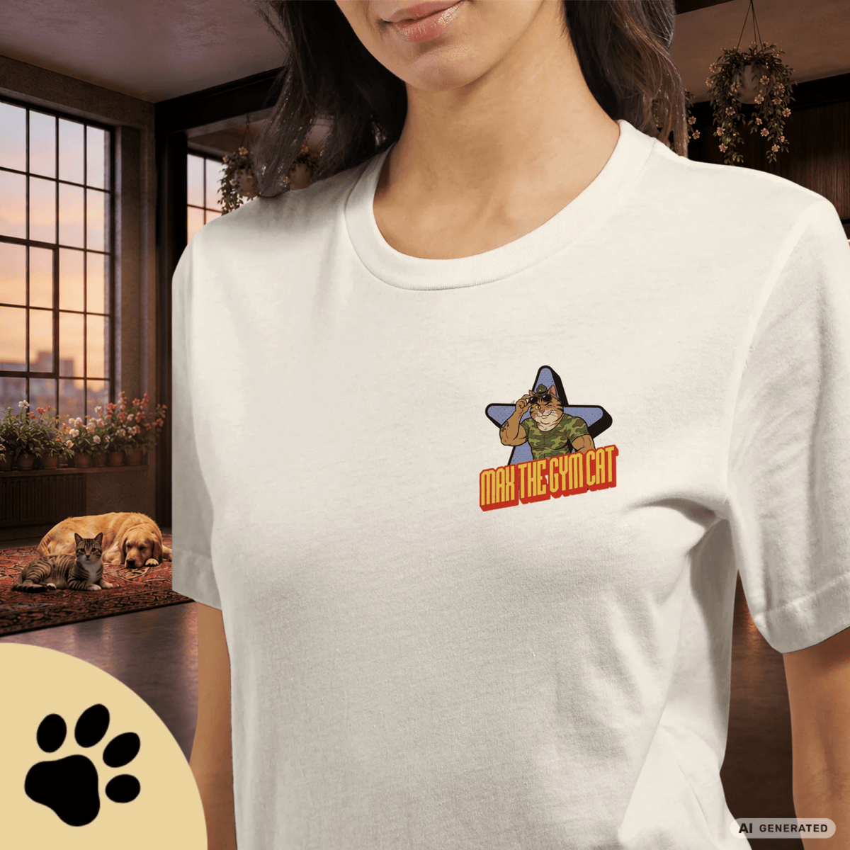 Max The Gym Cat T-Shirt II – Join the Boot Camp | Lustiges Fitness Katzen Shirt mit Rückenprint für Gym Fans & Katzenliebhaber Premium Unisex Crewneck T-shirt | Bella + Canvas 3001 - Sunbeamstore