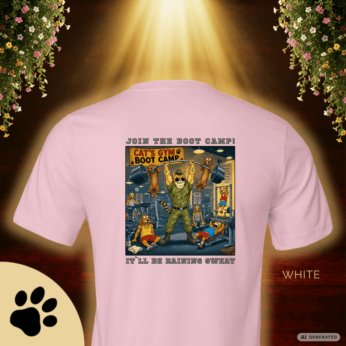 Max The Gym Cat T-Shirt II – Join the Boot Camp | Lustiges Fitness Katzen Shirt mit Rückenprint für Gym Fans & Katzenliebhaber Premium Unisex Crewneck T-shirt | Bella + Canvas 3001 - Sunbeamstore