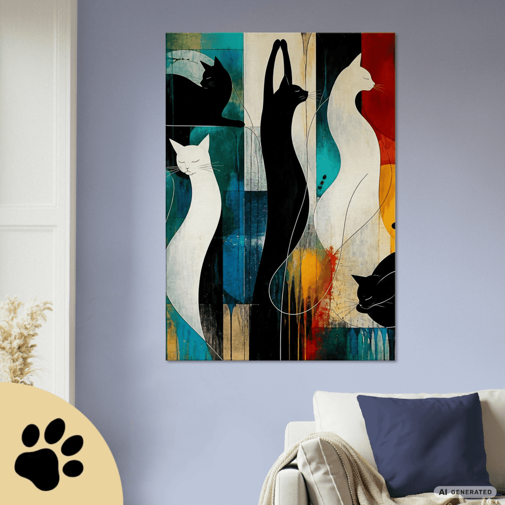 Modernes Katzenbild auf Leinwand 70x100 cm – Sentinels of Silence I Canvas 70x100 cm / 28x40″ - Sunbeamstore