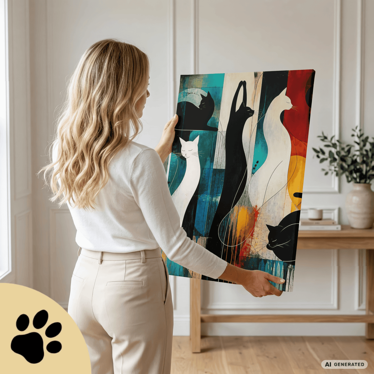 Modernes Katzenbild auf Leinwand 70x100 cm – Sentinels of Silence I Canvas 70x100 cm / 28x40″ - Sunbeamstore