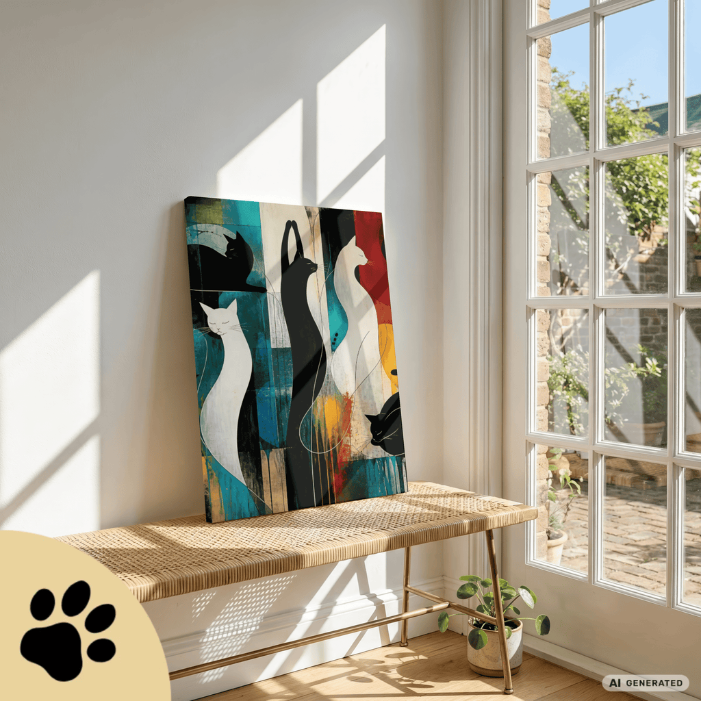 Modernes Katzenbild auf Leinwand 70x100 cm – Sentinels of Silence I Canvas 70x100 cm / 28x40″ - Sunbeamstore