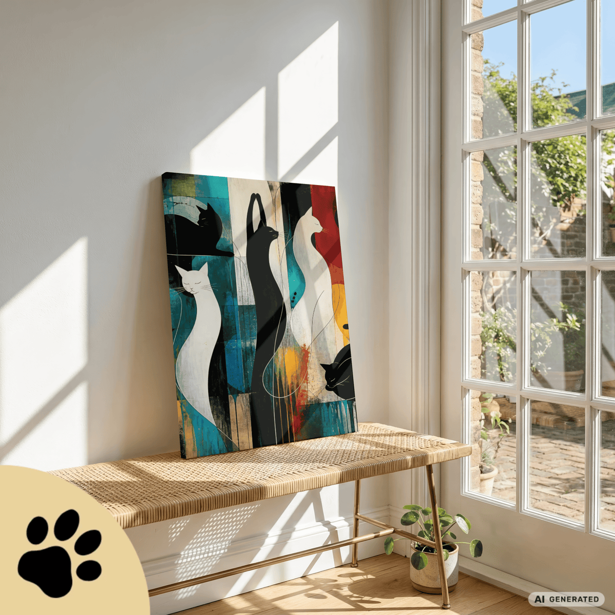 Modernes Katzenbild auf Leinwand 70x100 cm – Sentinels of Silence I Canvas 70x100 cm / 28x40″ - Sunbeamstore