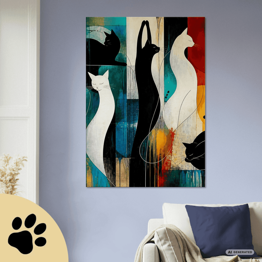 Modernes Katzenbild auf Leinwand 70x100 cm – Sentinels of Silence I Canvas 70x100 cm / 28x40″ - Sunbeamstore