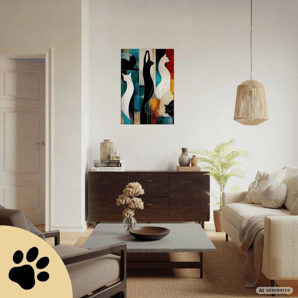 Modernes Katzenbild auf Leinwand 70x100 cm – Sentinels of Silence I Canvas 70x100 cm / 28x40″ - Sunbeamstore