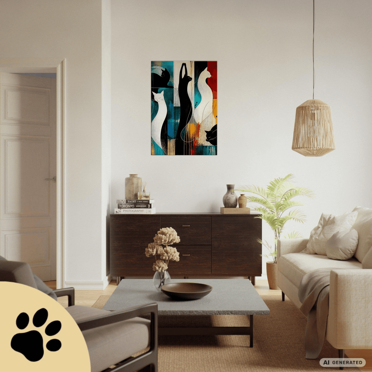 Modernes Katzenbild auf Leinwand 70x100 cm – Sentinels of Silence I Canvas 70x100 cm / 28x40″ - Sunbeamstore
