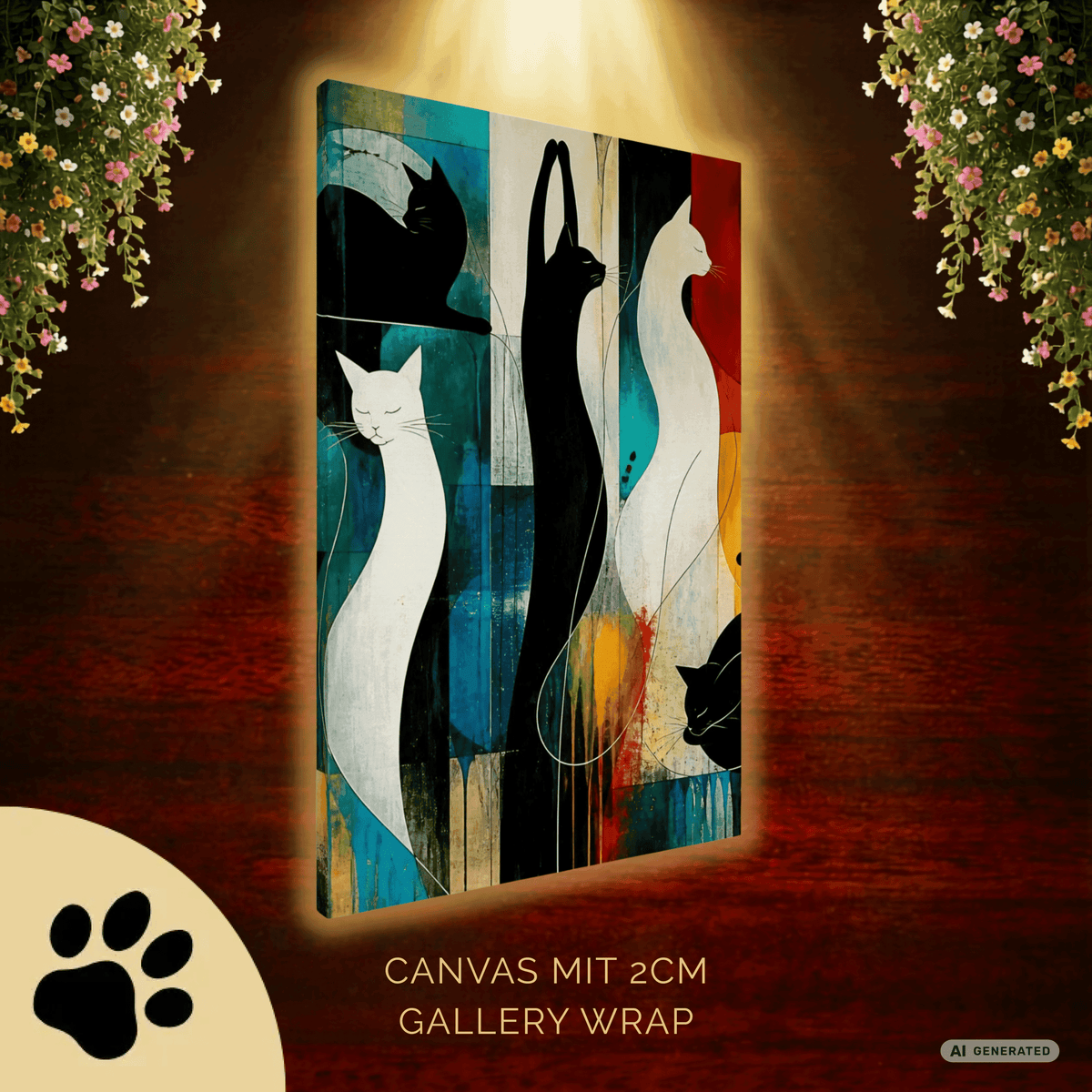 Modernes Katzenbild auf Leinwand 70x100 cm – Sentinels of Silence I Canvas 70x100 cm / 28x40″ - Sunbeamstore