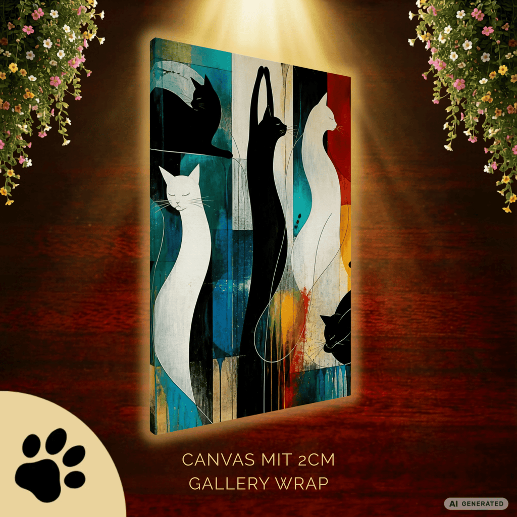 Modernes Katzenbild auf Leinwand 70x100 cm – Sentinels of Silence I Canvas 70x100 cm / 28x40″ - Sunbeamstore