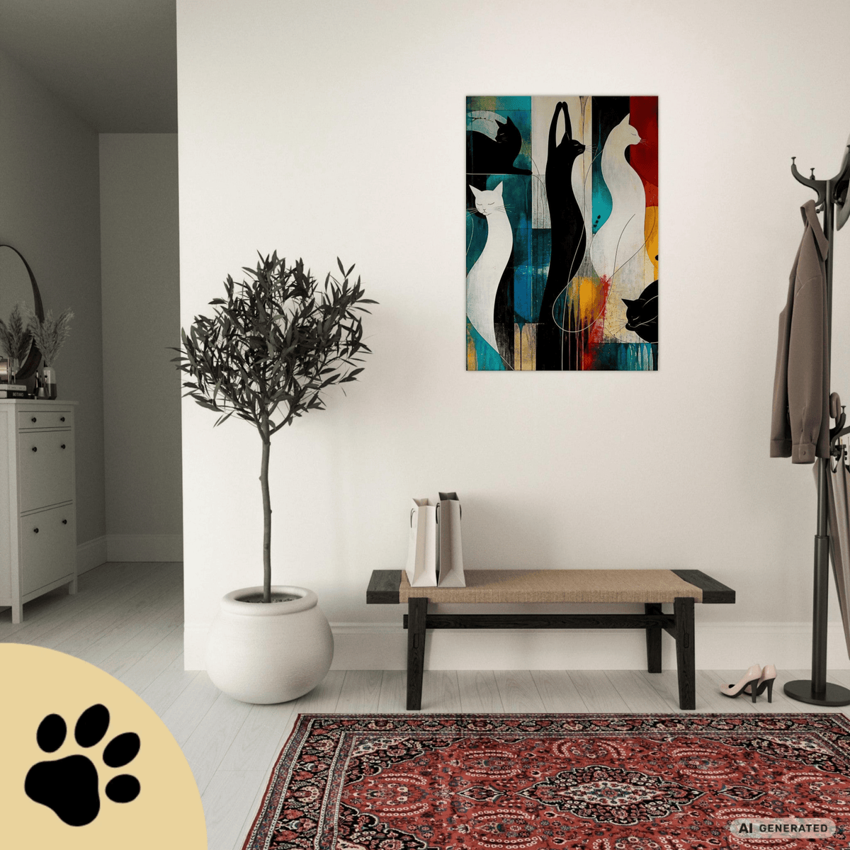 Modernes Katzenbild auf Leinwand 70x100 cm – Sentinels of Silence I Canvas 70x100 cm / 28x40″ - Sunbeamstore