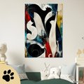 Nocturne for Four Cats – Modernes Katzenbild auf Leinwand 70 x 100 cm | Abstrakte Katzenkunst in kräftigen Farben I Canvas 70x100 cm / 28x40″ - Sunbeamstore