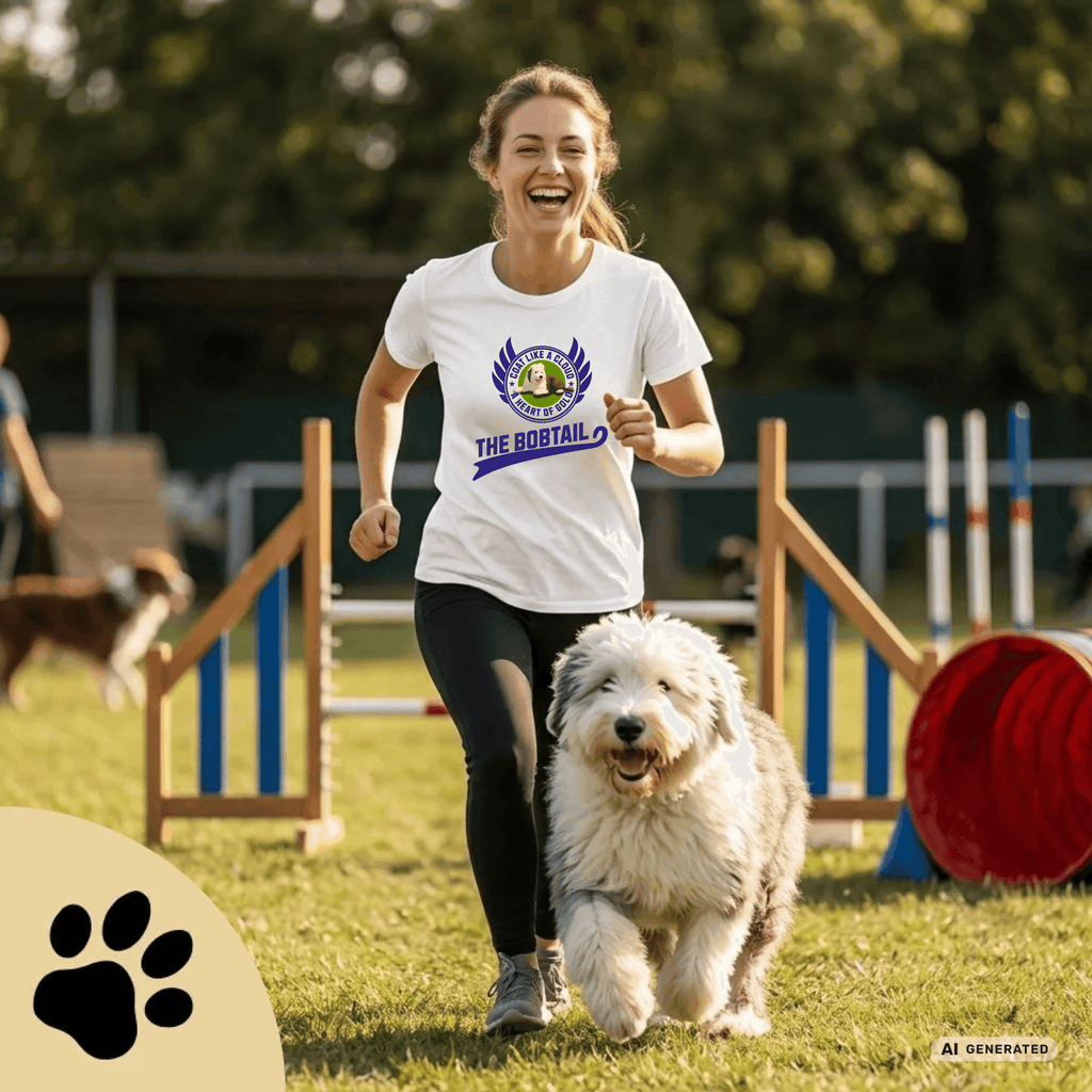 Old English Sheepdog Shirt – Bobtail Dog T-Shirt “Coat Like a Cloud, A Heart of Gold” – Geschenk für Hundeliebhaber – Unisex Bella Canvas 3001 Tee Premium Unisex Crewneck T-shirt - Sunbeamstore