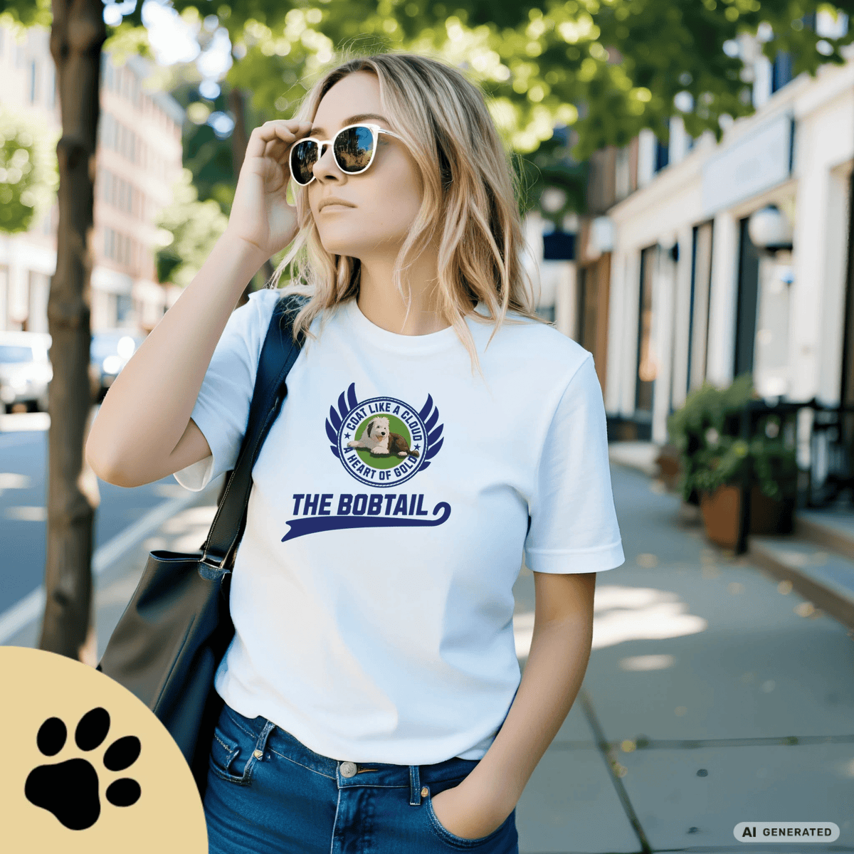 Old English Sheepdog Shirt – Bobtail Dog T-Shirt “Coat Like a Cloud, A Heart of Gold” – Geschenk für Hundeliebhaber – Unisex Bella Canvas 3001 Tee Premium Unisex Crewneck T-shirt - Sunbeamstore