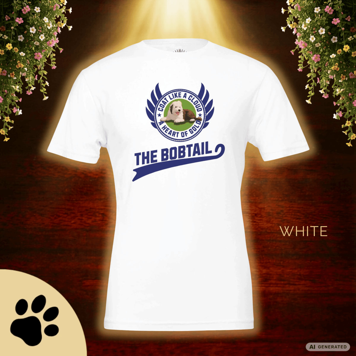 Old English Sheepdog Shirt – Bobtail Dog T-Shirt “Coat Like a Cloud, A Heart of Gold” – Geschenk für Hundeliebhaber – Unisex Bella Canvas 3001 Tee Premium Unisex Crewneck T-shirt - Sunbeamstore