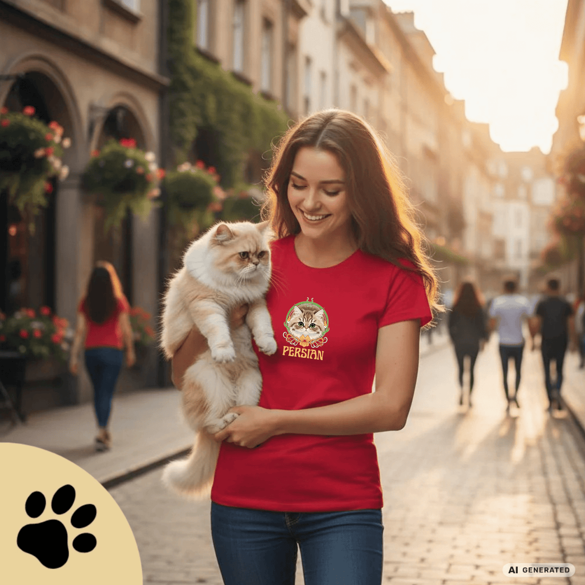Persian Cat Shirt Classic Womens Crewneck T-shirt | Gildan® 64000L - Sunbeamstore