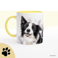 Personalisierte Border Collie Tasse 11oz – Aquarell Hundemotiv mit Namen | Geschenk für Border Collie Besitzer | Keramiktasse mit Farbwahl - Sunbeamstore