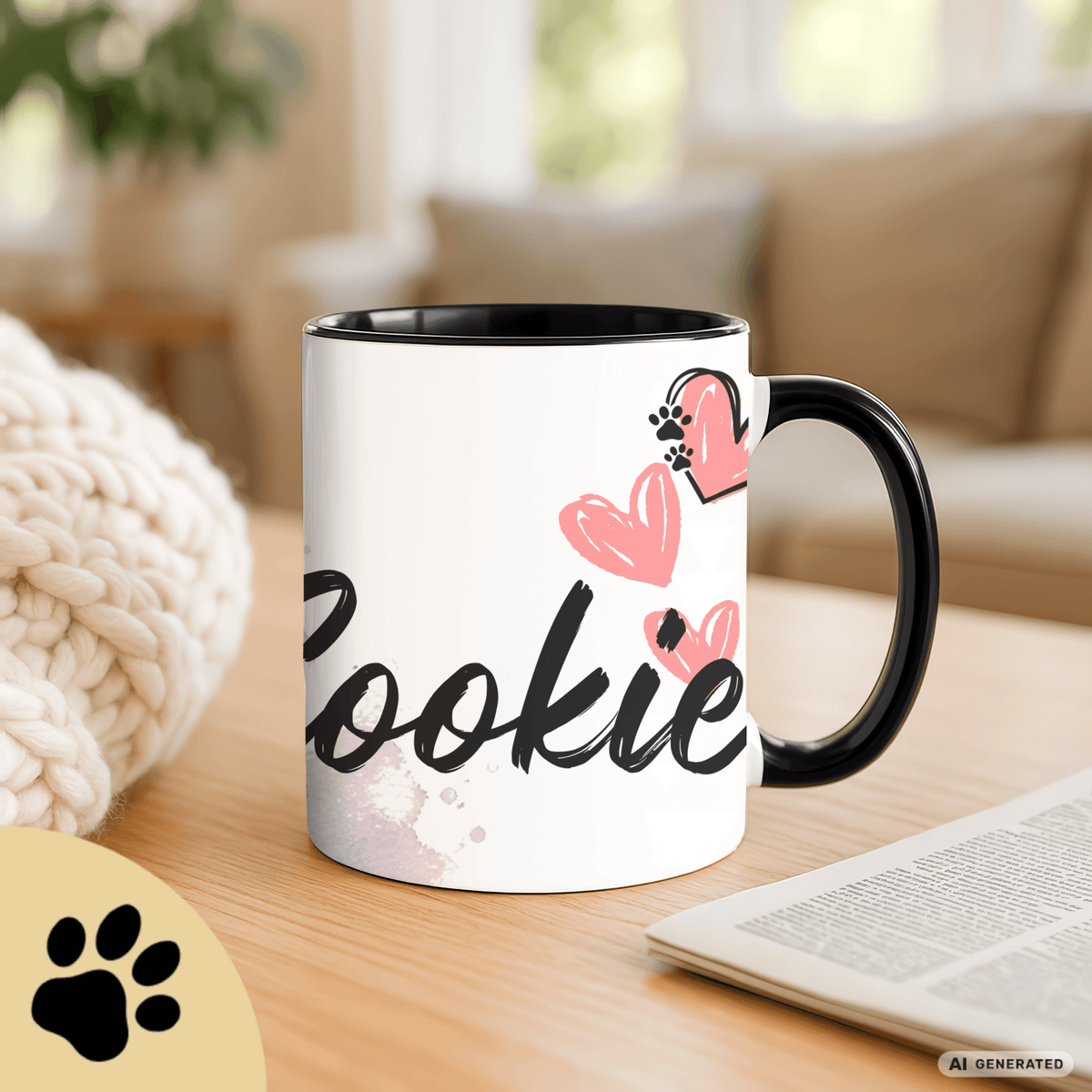 Personalisierte Border Collie Tasse 11oz – Aquarell Hundemotiv mit Namen | Geschenk für Border Collie Besitzer | Keramiktasse mit Farbwahl - Sunbeamstore