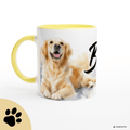 Personalisierte Golden Retriever Tasse 11oz – Aquarell Hundemotiv mit Namen | Geschenk für Hundeliebhaber | Keramiktasse mit Farbwahl - Sunbeamstore