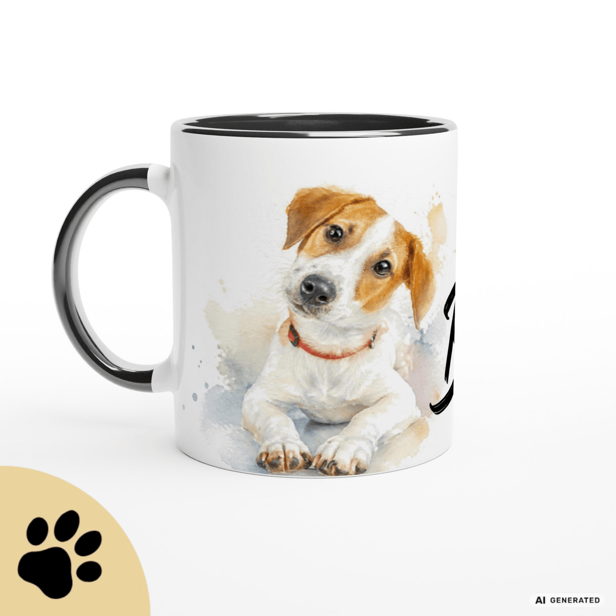 Personalisierte Jack Russell Terrier Tasse 11oz – Aquarell Hundemotiv mit Namen | Geschenk für Jack Russell Terrier Besitzer | Keramiktasse mit Farbwahl - Sunbeamstore
