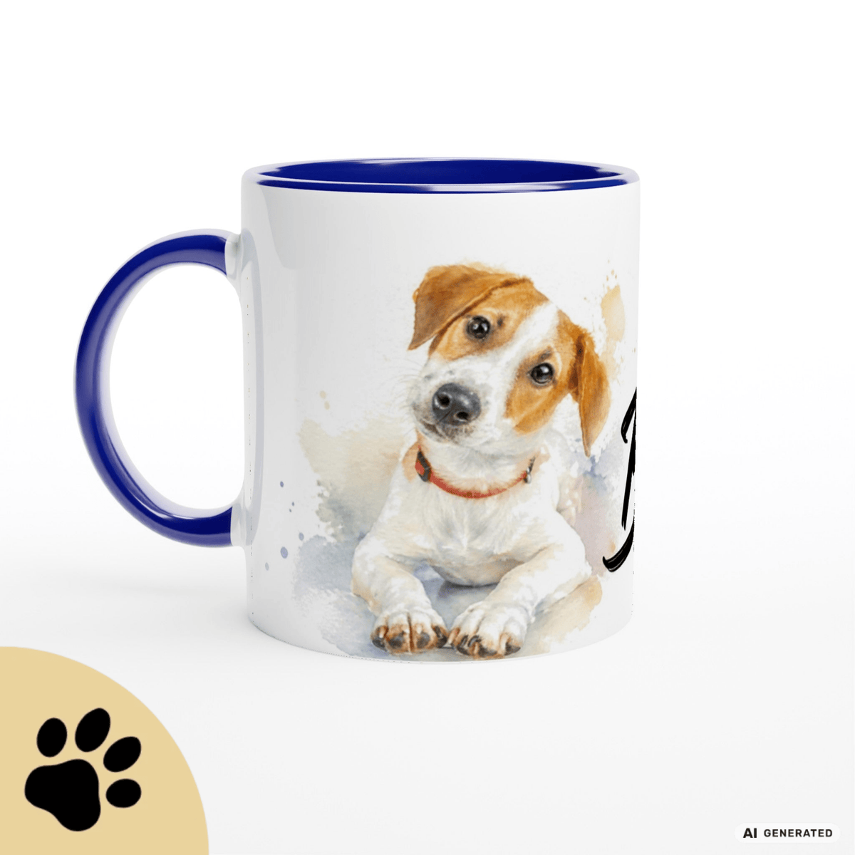 Personalisierte Jack Russell Terrier Tasse 11oz – Aquarell Hundemotiv mit Namen | Geschenk für Jack Russell Terrier Besitzer | Keramiktasse mit Farbwahl - Sunbeamstore
