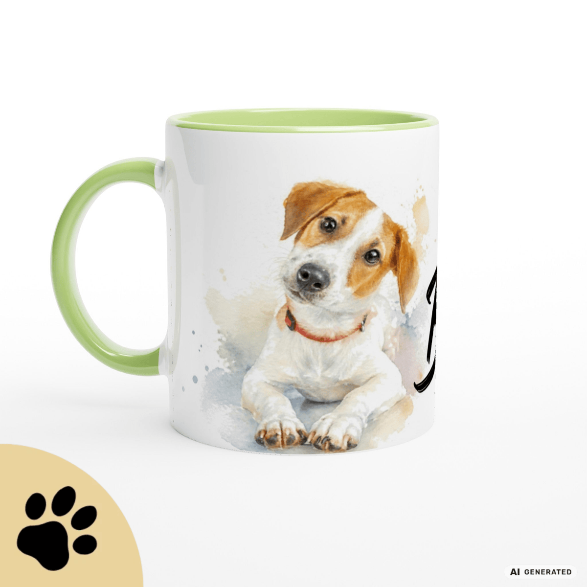 Personalisierte Jack Russell Terrier Tasse 11oz – Aquarell Hundemotiv mit Namen | Geschenk für Jack Russell Terrier Besitzer | Keramiktasse mit Farbwahl - Sunbeamstore