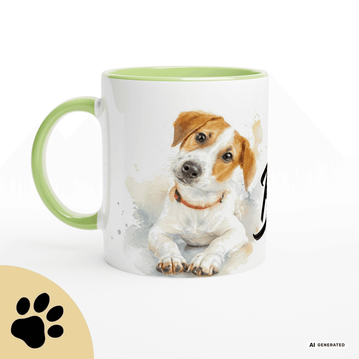 Personalisierte Jack Russell Terrier Tasse 11oz – Aquarell Hundemotiv mit Namen | Geschenk für Jack Russell Terrier Besitzer | Keramiktasse mit Farbwahl - Sunbeamstore