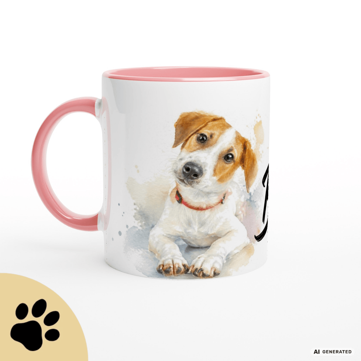 Personalisierte Jack Russell Terrier Tasse 11oz – Aquarell Hundemotiv mit Namen | Geschenk für Jack Russell Terrier Besitzer | Keramiktasse mit Farbwahl - Sunbeamstore