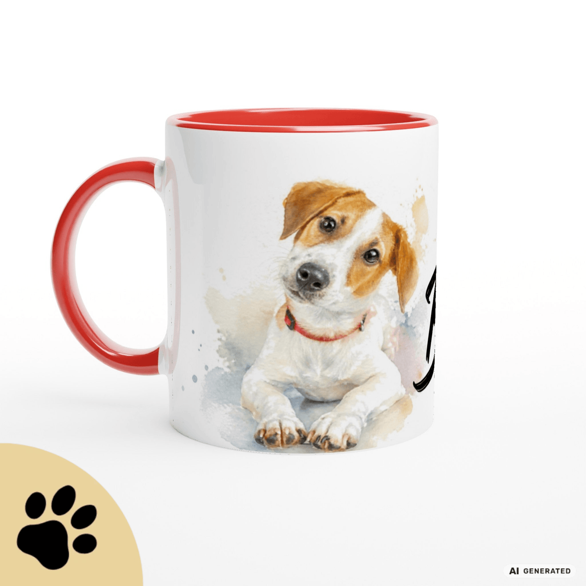 Personalisierte Jack Russell Terrier Tasse 11oz – Aquarell Hundemotiv mit Namen | Geschenk für Jack Russell Terrier Besitzer | Keramiktasse mit Farbwahl - Sunbeamstore