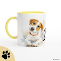 Personalisierte Jack Russell Terrier Tasse 11oz – Aquarell Hundemotiv mit Namen | Geschenk für Jack Russell Terrier Besitzer | Keramiktasse mit Farbwahl - Sunbeamstore
