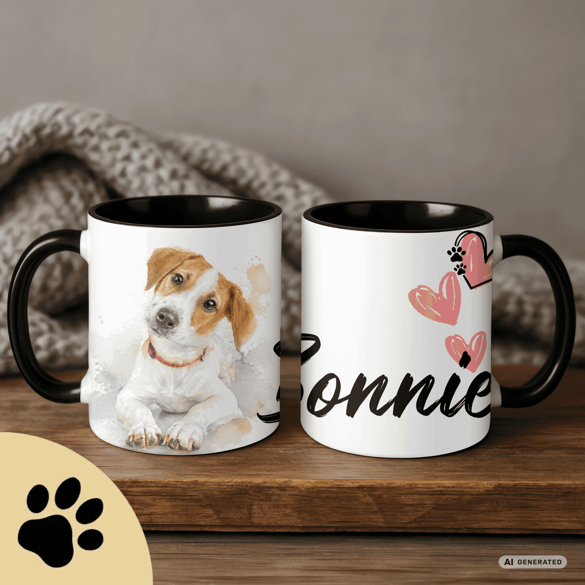 Personalisierte Jack Russell Terrier Tasse 11oz – Aquarell Hundemotiv mit Namen | Geschenk für Jack Russell Terrier Besitzer | Keramiktasse mit Farbwahl - Sunbeamstore