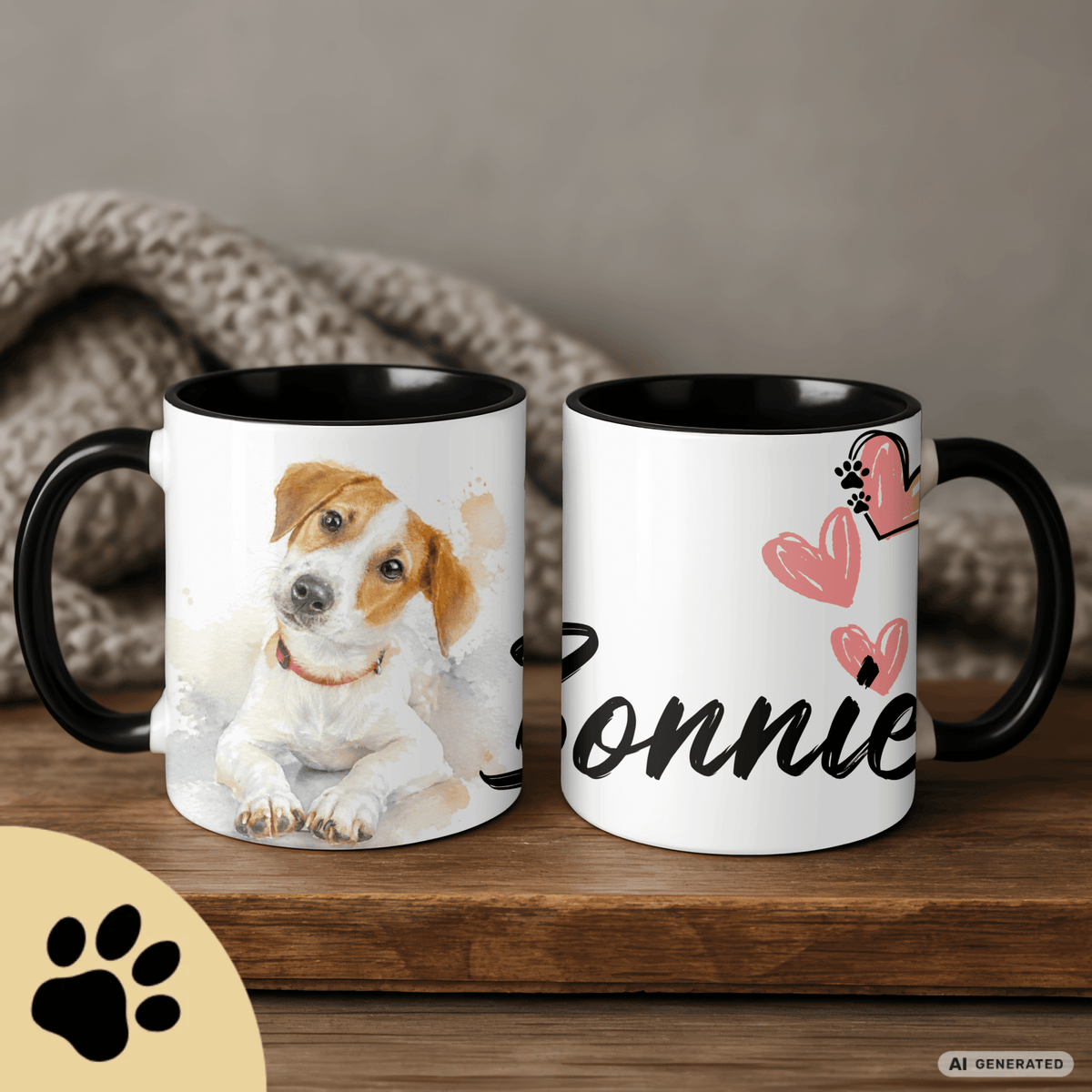 Personalisierte Jack Russell Terrier Tasse 11oz – Aquarell Hundemotiv mit Namen | Geschenk für Jack Russell Terrier Besitzer | Keramiktasse mit Farbwahl - Sunbeamstore