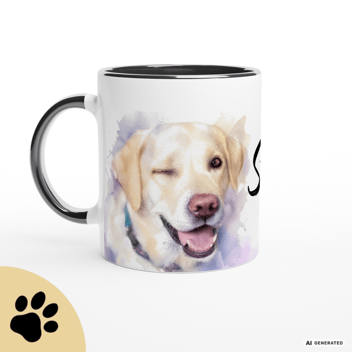 Personalisierte Labrador Retriever Tasse 11oz – Aquarell Hundemotiv mit Namen | Geschenk für Labrador Retriever Besitzer | Keramiktasse mit Farbwahl - Sunbeamstore