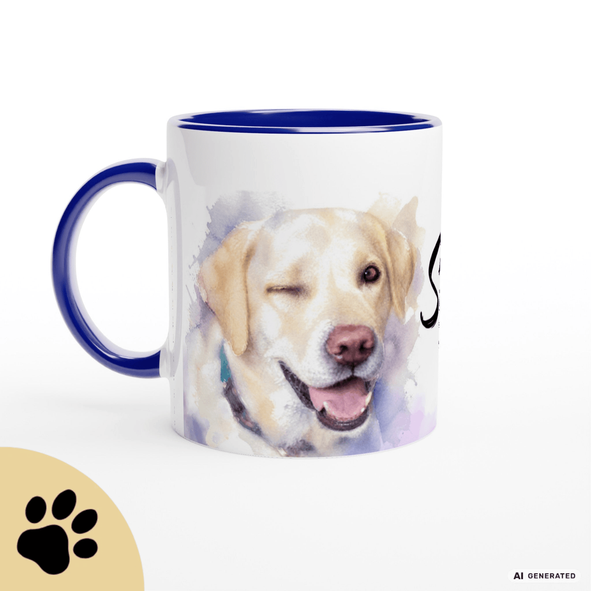 Personalisierte Labrador Retriever Tasse 11oz – Aquarell Hundemotiv mit Namen | Geschenk für Labrador Retriever Besitzer | Keramiktasse mit Farbwahl - Sunbeamstore