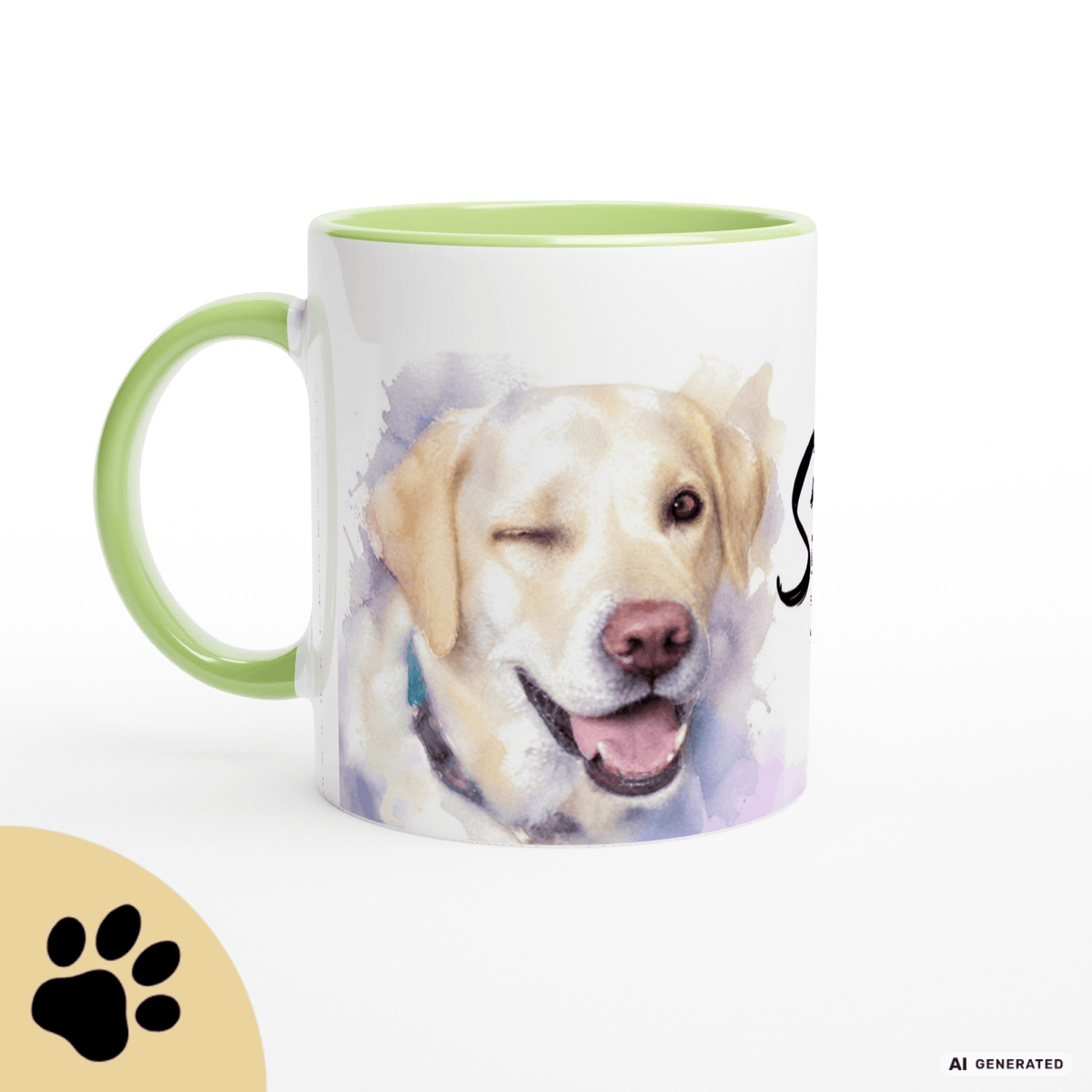 Personalisierte Labrador Retriever Tasse 11oz – Aquarell Hundemotiv mit Namen | Geschenk für Labrador Retriever Besitzer | Keramiktasse mit Farbwahl - Sunbeamstore