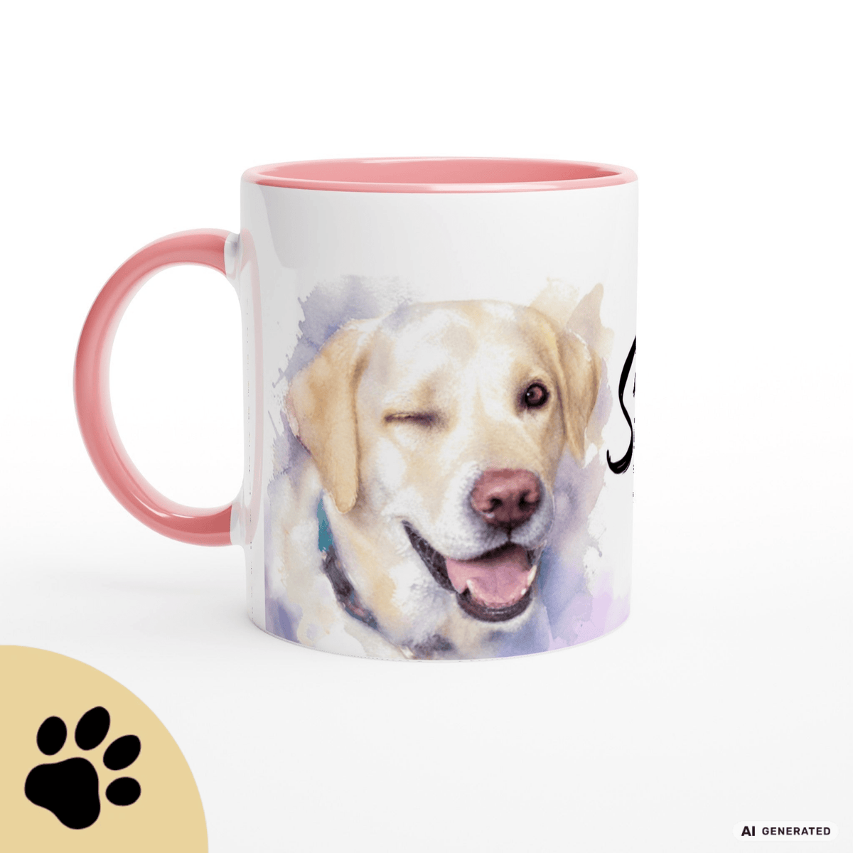 Personalisierte Labrador Retriever Tasse 11oz – Aquarell Hundemotiv mit Namen | Geschenk für Labrador Retriever Besitzer | Keramiktasse mit Farbwahl - Sunbeamstore