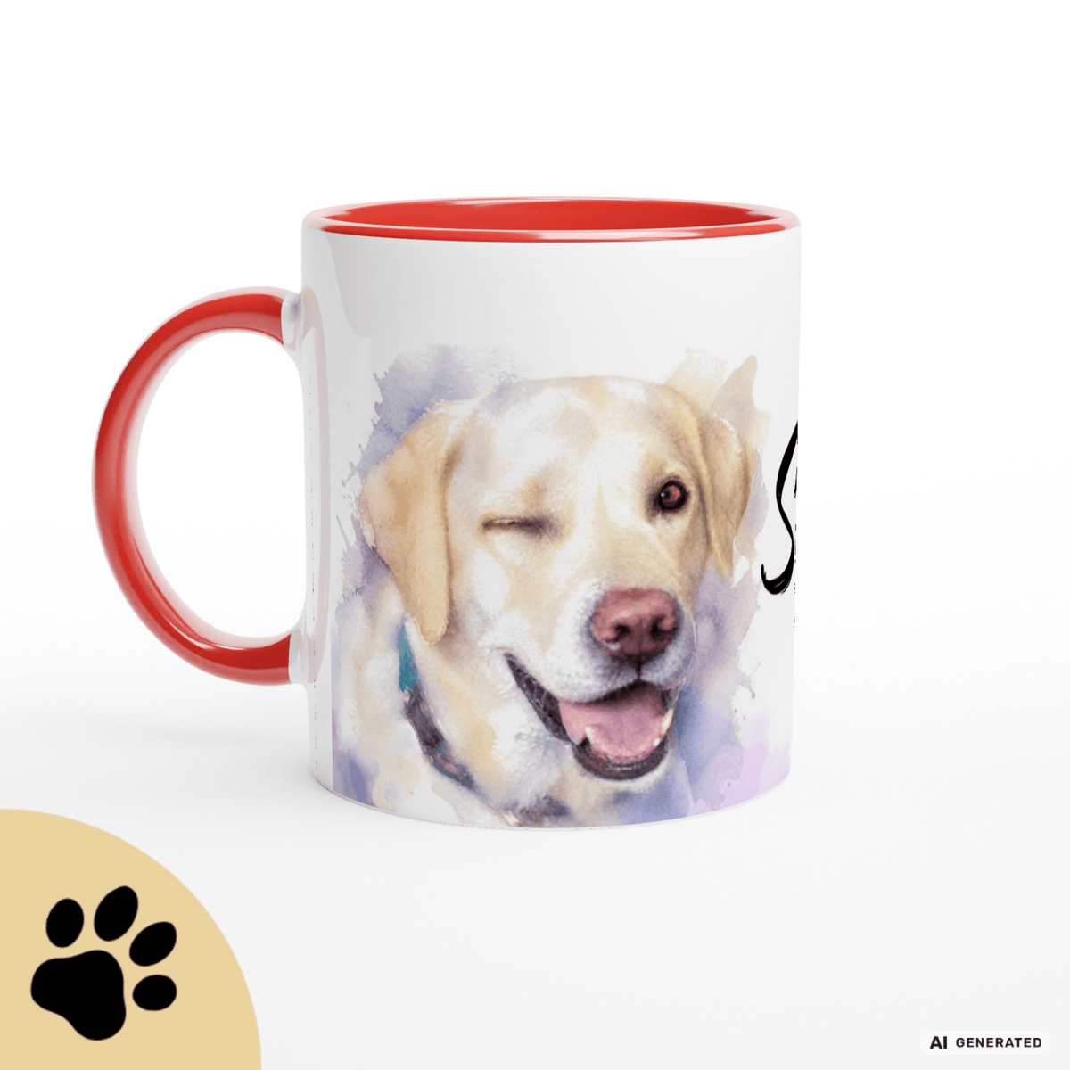 Personalisierte Labrador Retriever Tasse 11oz – Aquarell Hundemotiv mit Namen | Geschenk für Labrador Retriever Besitzer | Keramiktasse mit Farbwahl - Sunbeamstore