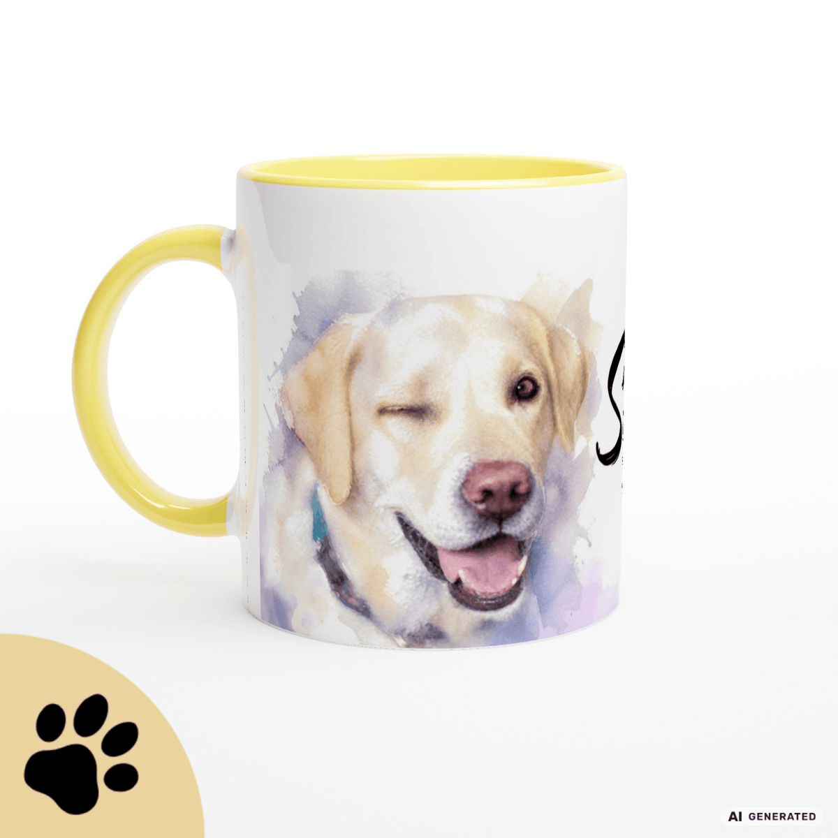 Personalisierte Labrador Retriever Tasse 11oz – Aquarell Hundemotiv mit Namen | Geschenk für Labrador Retriever Besitzer | Keramiktasse mit Farbwahl - Sunbeamstore