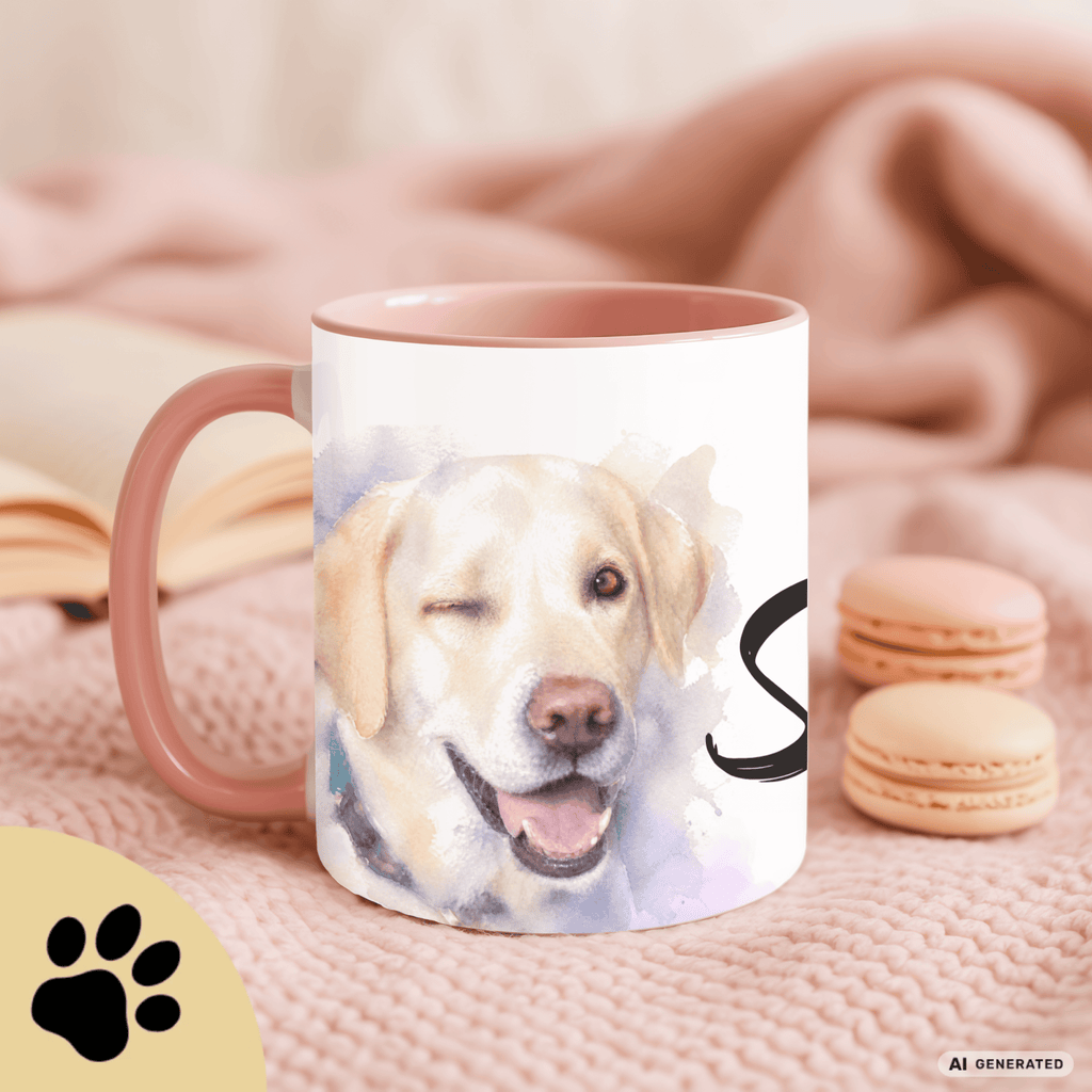Personalisierte Labrador Retriever Tasse 11oz – Aquarell Hundemotiv mit Namen | Geschenk für Labrador Retriever Besitzer | Keramiktasse mit Farbwahl - Sunbeamstore