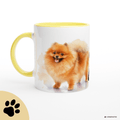 Personalisierte Pomeranian / Zwergspitz Tasse 11oz – Aquarell Hundemotiv mit Namen | Geschenk für Zwergspitz Besitzer | Keramiktasse mit Farbwahl - Sunbeamstore
