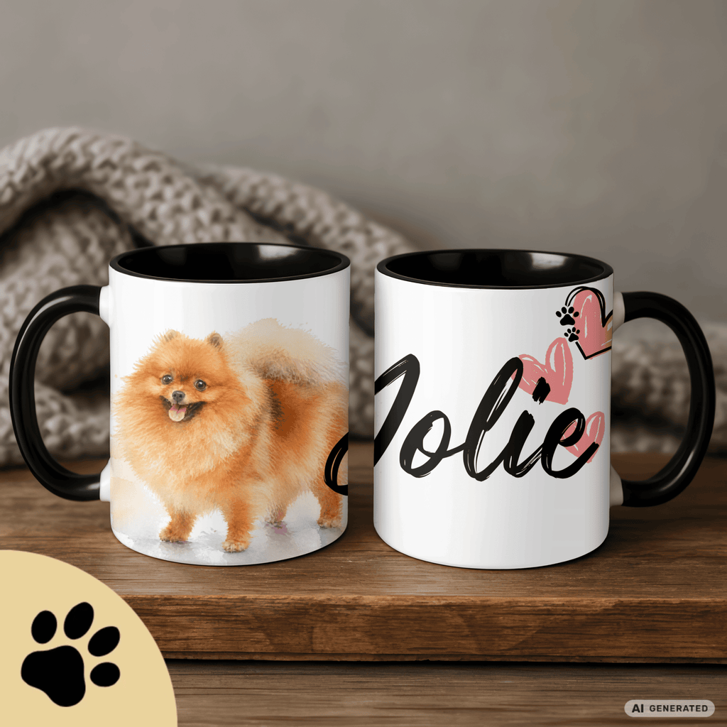 Personalisierte Pomeranian / Zwergspitz Tasse 11oz – Aquarell Hundemotiv mit Namen | Geschenk für Zwergspitz Besitzer | Keramiktasse mit Farbwahl - Sunbeamstore