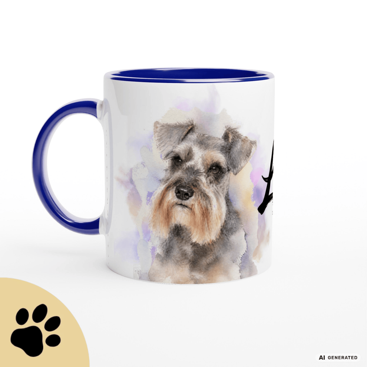 Personalisierte Schnauzer Tasse 11oz – Aquarell Hundemotiv mit Namen | Geschenk für Schnauzer Besitzer | Keramiktasse mit Farbwahl - Sunbeamstore