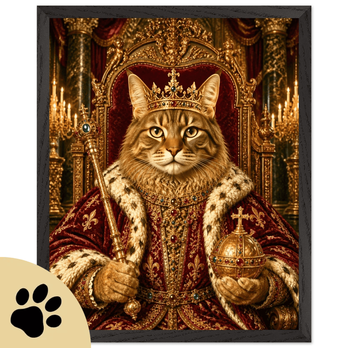 Personalisiertes Haustierportrait | Dein Hund oder deine Katze als außergewöhnlicher Charakter | Premium Holzrahmenposter - Sunbeamstore