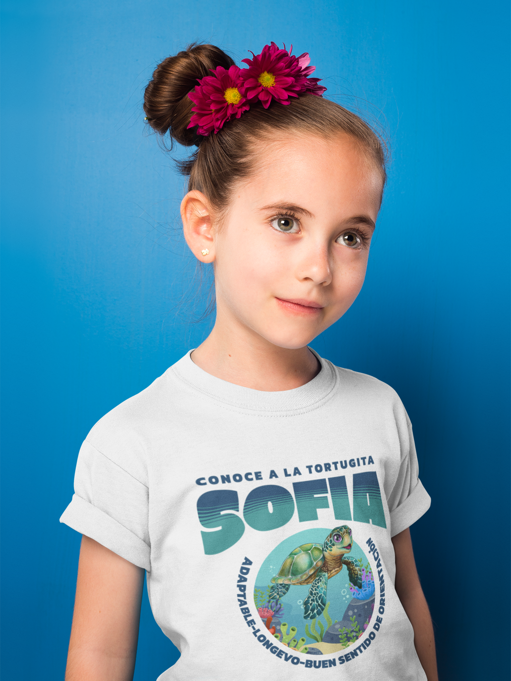 Sofia la Tortugita  adorable Kids T-Shirt with sweet turtle illustration