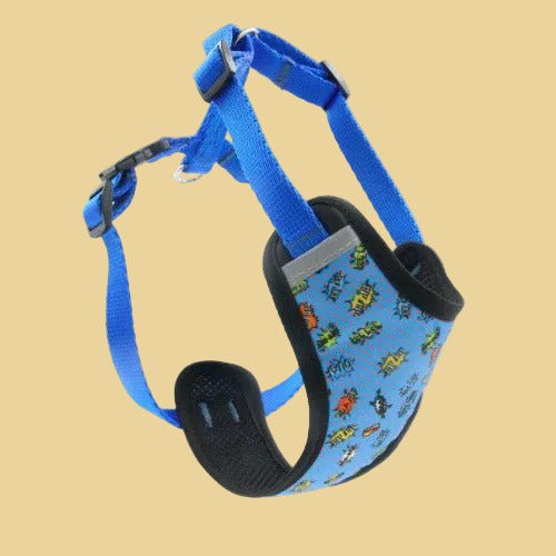Druckentlastendes Hundegeschirr „Blue Graffiti“ – Komfortabel & reflektierend - Sunbeamstore