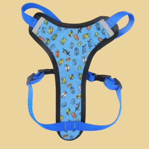 Druckentlastendes Hundegeschirr „Blue Graffiti“ – Komfortabel & reflektierend - Sunbeamstore